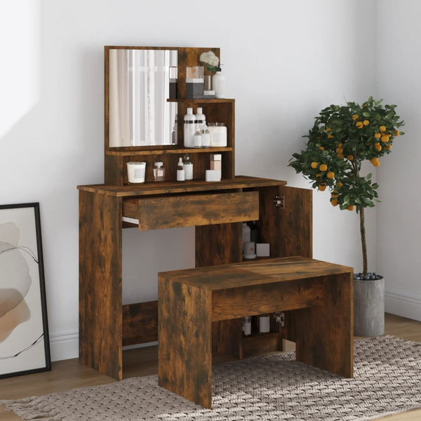 Spiegeltisch-Set Petruneac aus Rauchereiche 86,5x35x136cm