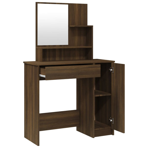 Schminktisch-Set aus brauner Eiche Petruneac 86,5x35x136cm