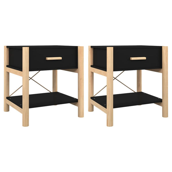 Schwarze Nachttische Polina 42x38x45cm (2er Set Holz)