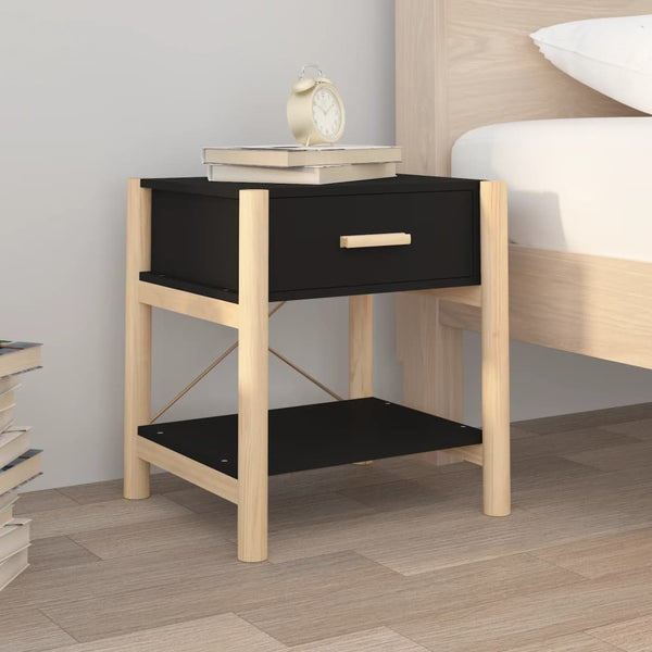 Schwarze Nachttische Polina 42x38x45cm (2er Set Holz)