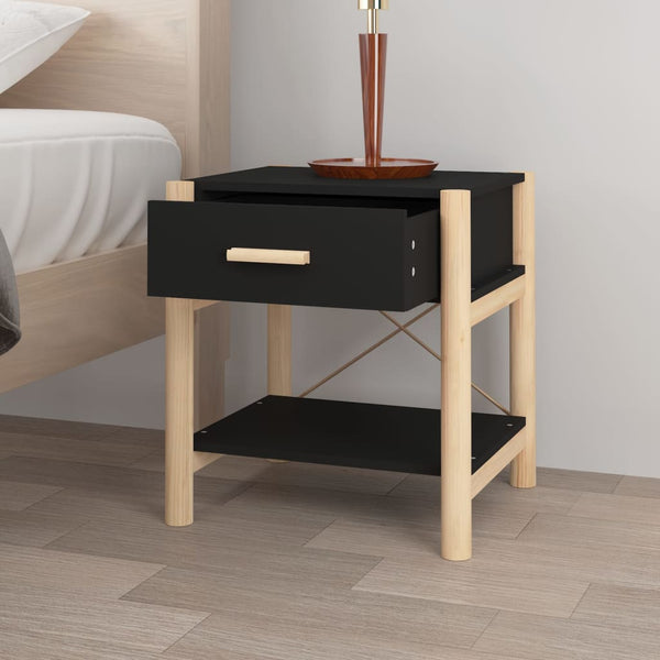 Schwarze Nachttische Polina 42x38x45cm (2er Set Holz)
