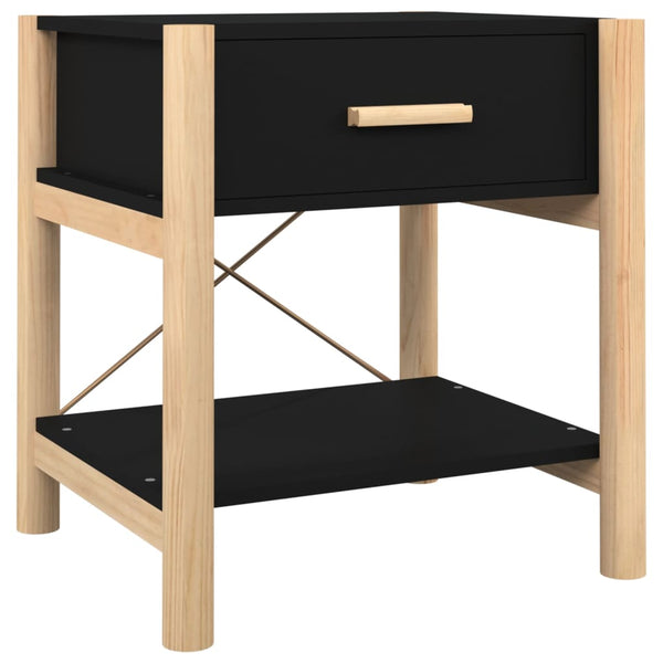 Schwarze Nachttische Polina 42x38x45cm (2er Set Holz)