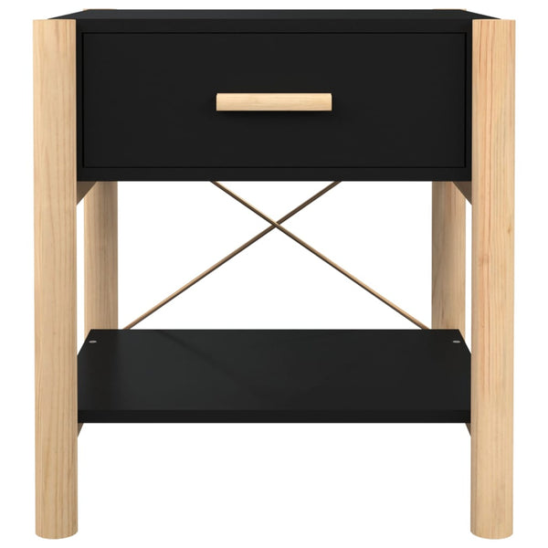 Schwarze Nachttische Polina 42x38x45cm (2er Set Holz)