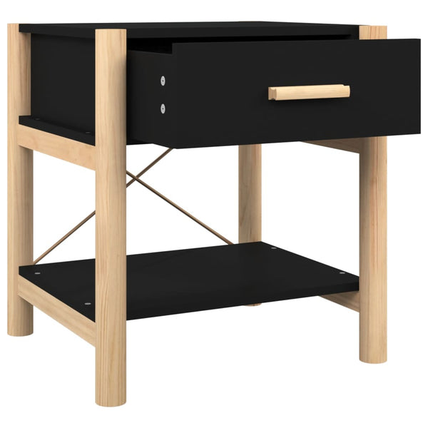 Schwarze Nachttische Polina 42x38x45cm (2er Set Holz)