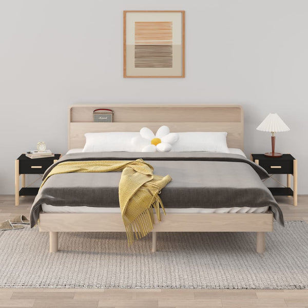 Schwarze Nachttische Polina 42x38x45cm (2er Set Holz)