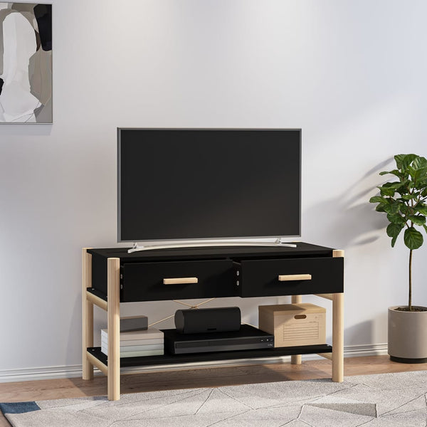 Schwarzer TV-Schrank Nersin 82x38x45cm (Holz)
