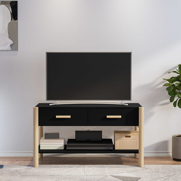 Schwarzer TV-Schrank Nersin 82x38x45cm (Holz)