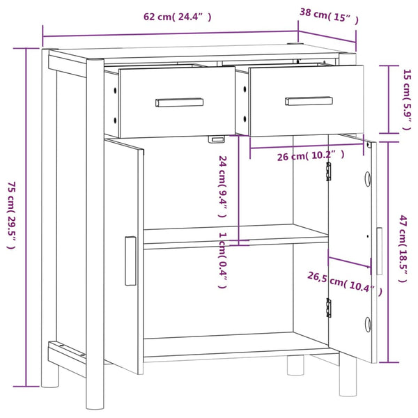Weißes Sideboard Doruta 62x38x75cm (Holz)