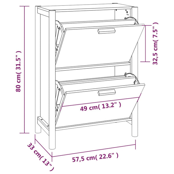 Schwarzer Schuhschrank Tit 57,5x33x80cm (Holz)