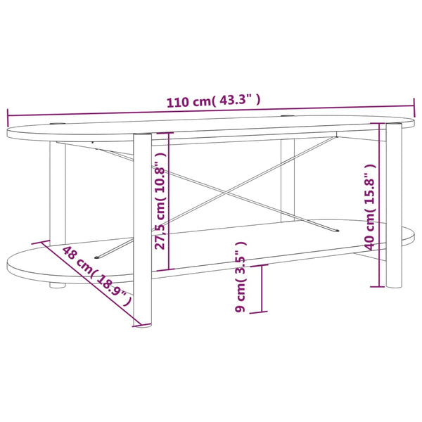 Schwarzer Couchtisch Petra 110x48x40cm (Holz)