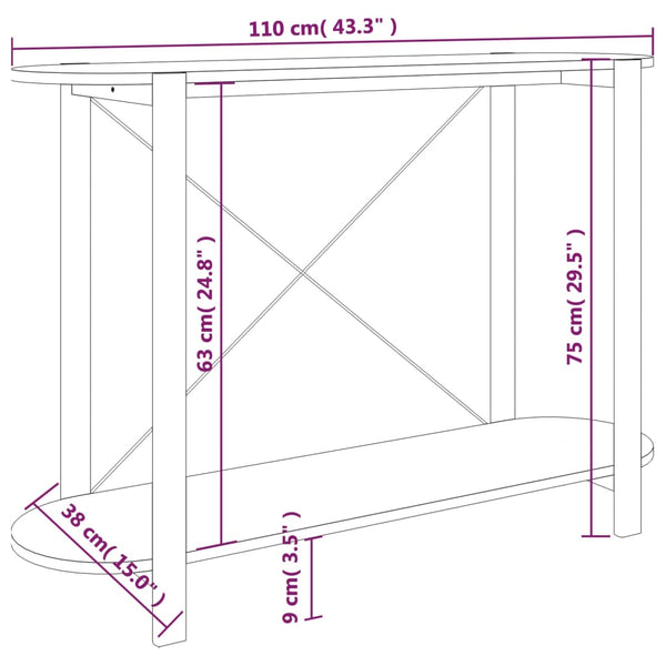 Schwarzer Konsolentisch Verdisan 110x38x75cm (Holz)
