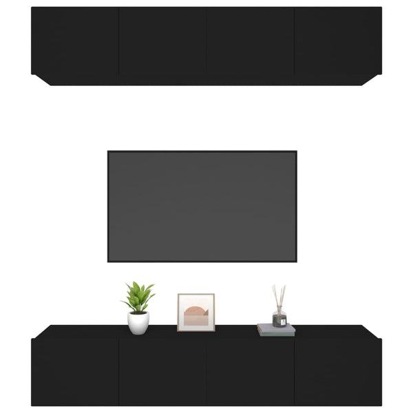 Schwarze TV-Schränke Epsichi 80x30x30cm (4 Stück, Holz)