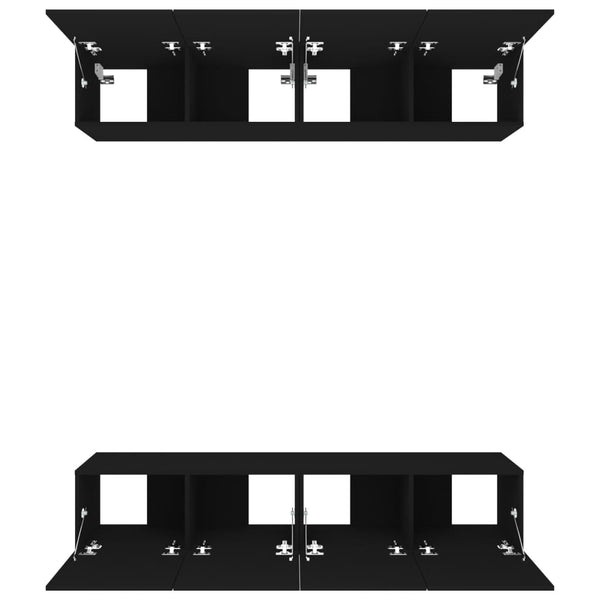 Schwarze TV-Schränke Epsichi 80x30x30cm (4 Stück, Holz)