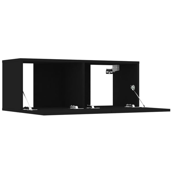 Schwarze TV-Schränke Epsichi 80x30x30cm (4 Stück, Holz)