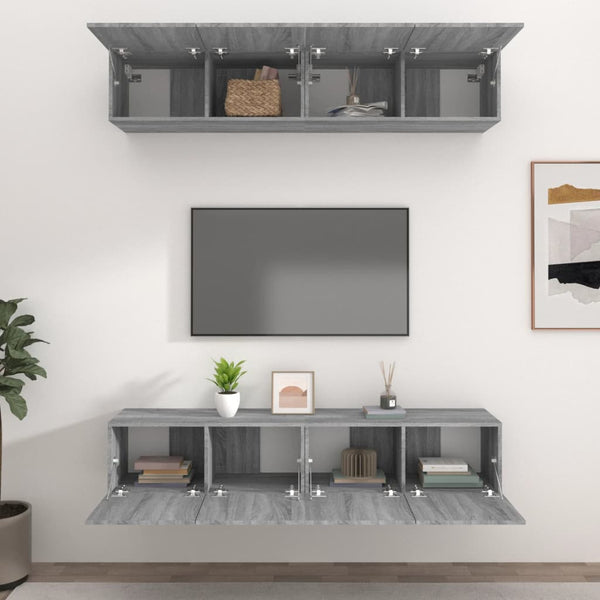 Graue TV-Schränke Epsichi 80x30x30cm (4 Stück Sonoma Holz)