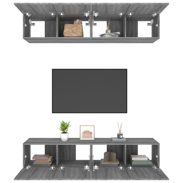 Graue TV-Schränke Epsichi 80x30x30cm (4 Stück Sonoma Holz)