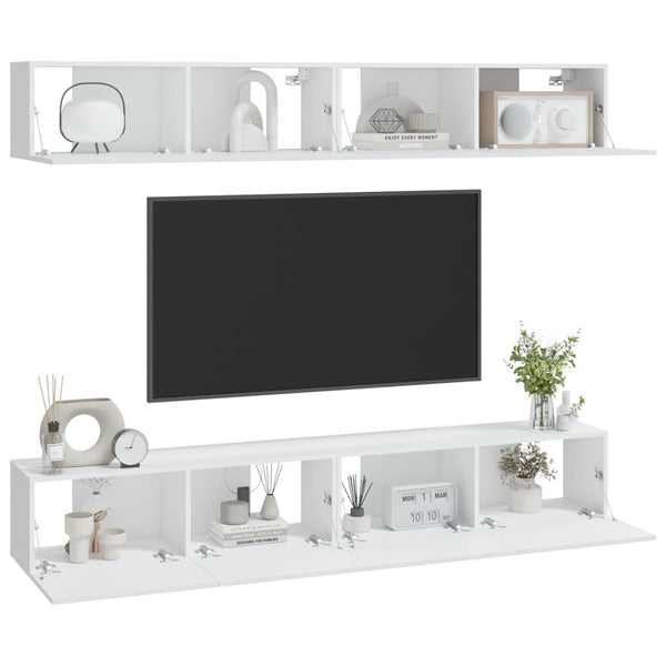 Weiße TV-Wandschränke Epsichi 100x30x30cm (4 Stk.)