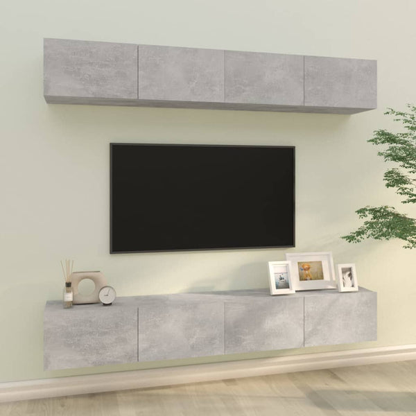 TV-Wandschränke Epsichi 100x30x30cm (4 Stück), betongrau