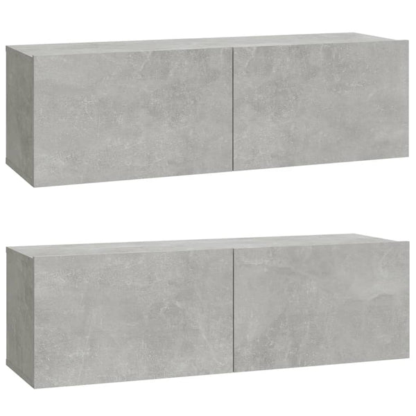 Betongraues TV-Schrank-Set Dorotha 3-teilig (Holz)