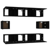 Schwarzes TV-Schrank-Set Caiden (6-teilig, Holz)