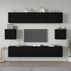 Schwarzes TV-Schrank-Set Caiden (6-teilig, Holz)