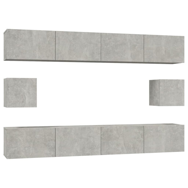Caiden (6-teilig, Holz) TV-Schrank-Set in Betongrau