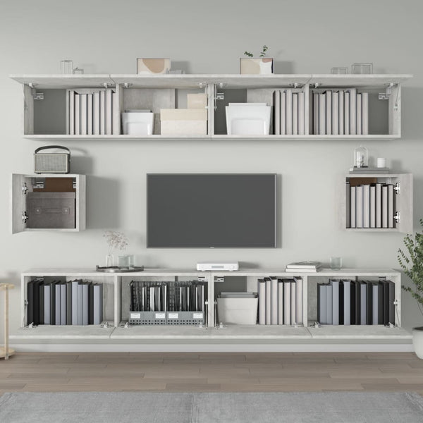 Caiden (6-teilig, Holz) TV-Schrank-Set in Betongrau