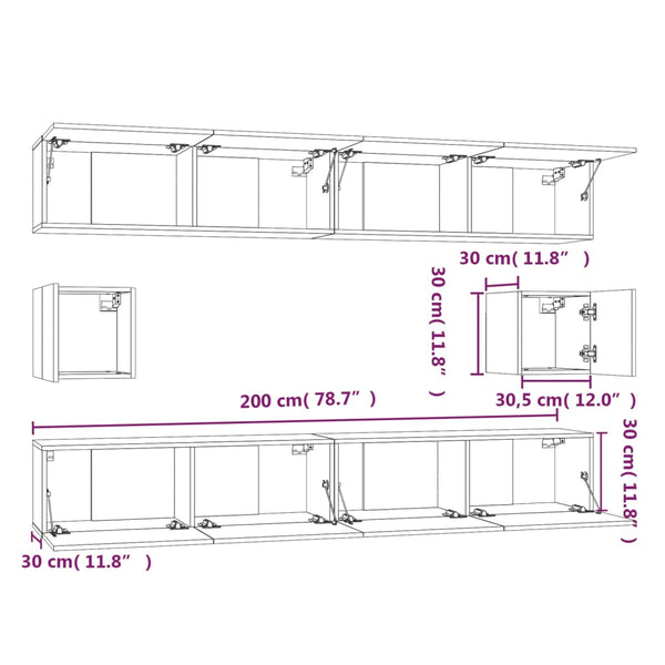 Caiden (6-teilig, Holz) TV-Schrank-Set in Betongrau