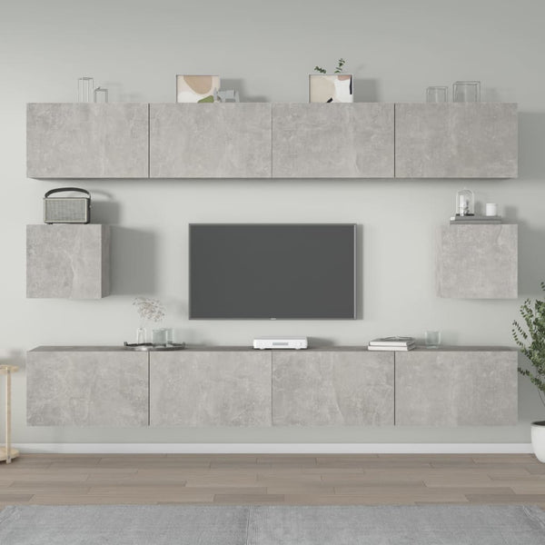 Caiden (6-teilig, Holz) TV-Schrank-Set in Betongrau