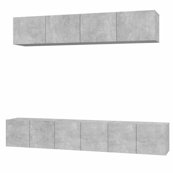 5-teiliges Fernsehschrank-Set Eris aus betongrauem Holz