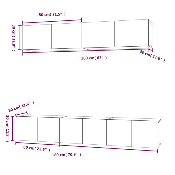 5-teiliges Fernsehschrank-Set Eris aus betongrauem Holz