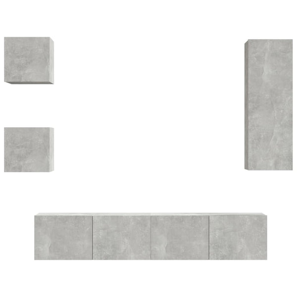 TV-Schrank-Set Casmir in Betongrau (5-teilig, Holz)