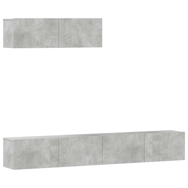 TV-Schrank-Set Loretto, Betongrau (3-teilig, Holz)