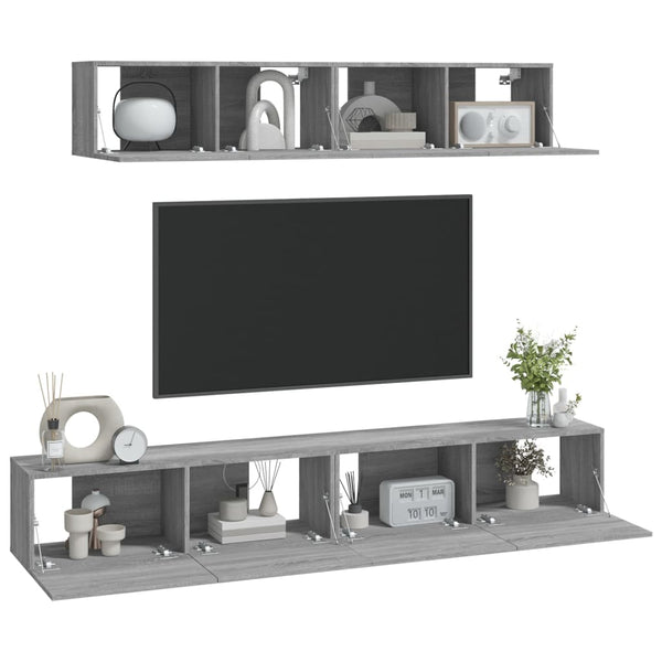 Graues TV-Schrank-Set Areiene (4-teilig, Sonoma Eiche)