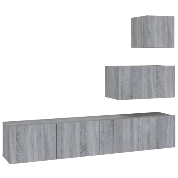 Graues TV-Schrank-Set Bindar 4-teilig (Sonoma-Holz)