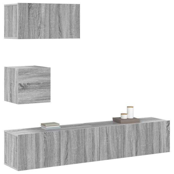 Graues TV-Schrank-Set Bindar 4-teilig (Sonoma-Holz)