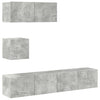 Betongraues TV-Schrank-Set Bindar 4-teilig (Holz)