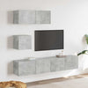 Betongraues TV-Schrank-Set Bindar 4-teilig (Holz)