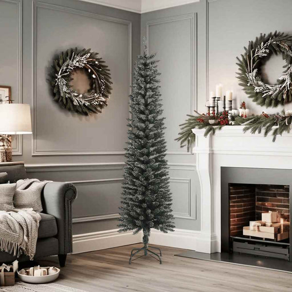 Grüner schmaler künstlicher Weihnachtsbaum mit Ständer Rosaria 180cm (PVC)