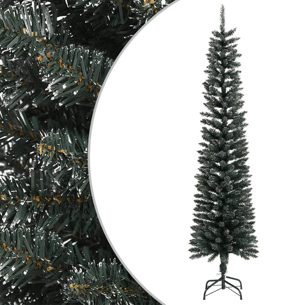 Grüner, schmaler künstlicher Weihnachtsbaum mit Ständer Rosaria 240cm (PVC)
