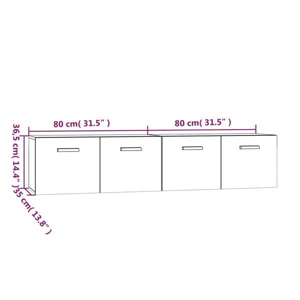 Räuchereiche Hängeschränke Crusa 80x35x36,5cm (2 St., Holz)