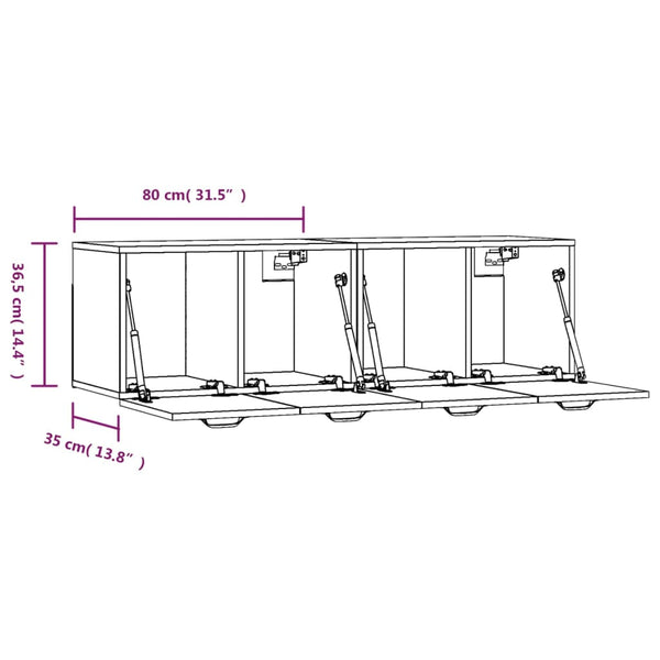 Betoninharmaa seinäkaapit Ephriam 80x35x36,5cm (2 kpl, puinen)