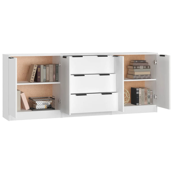 Weißes Sideboard Dusanca (3-teilig, Holz)