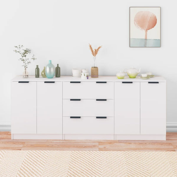Weißes Sideboard Dusanca (3-teilig, Holz)
