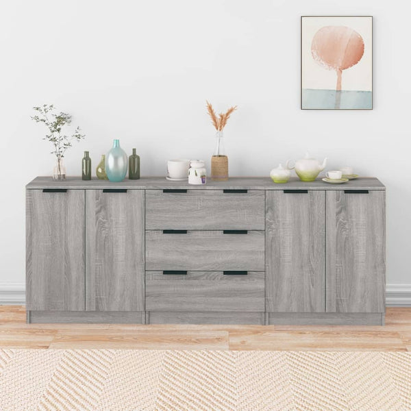 Graues Sideboard Dusanca 3-teilig (Sonoma-Holz)