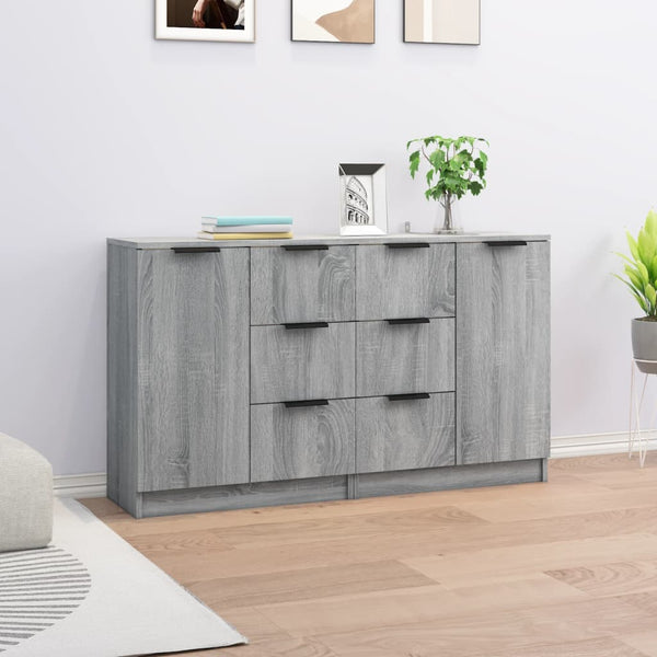 Graues Sideboard Shaikh 60x30x70cm (2 Stück, Holz)
