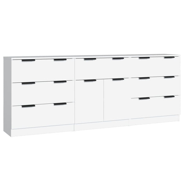 Weißes Sideboard Boldizsar (3-teilig, Holz)