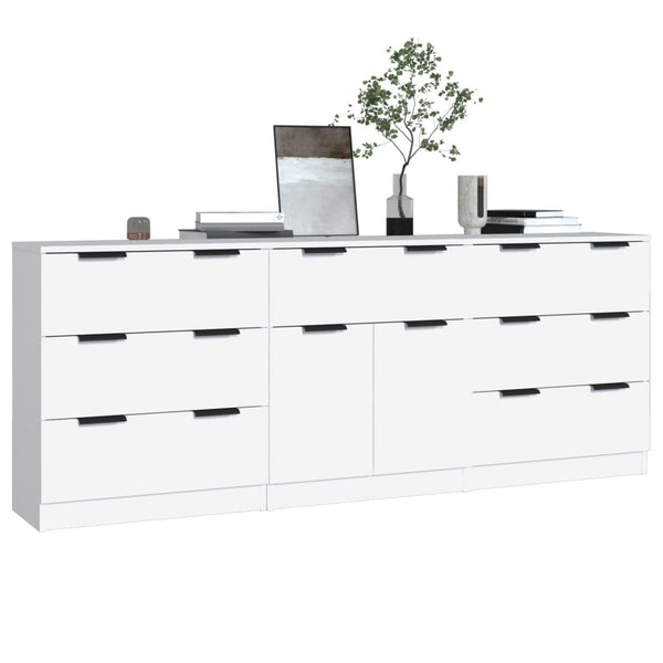 Weißes Sideboard Boldizsar (3-teilig, Holz)