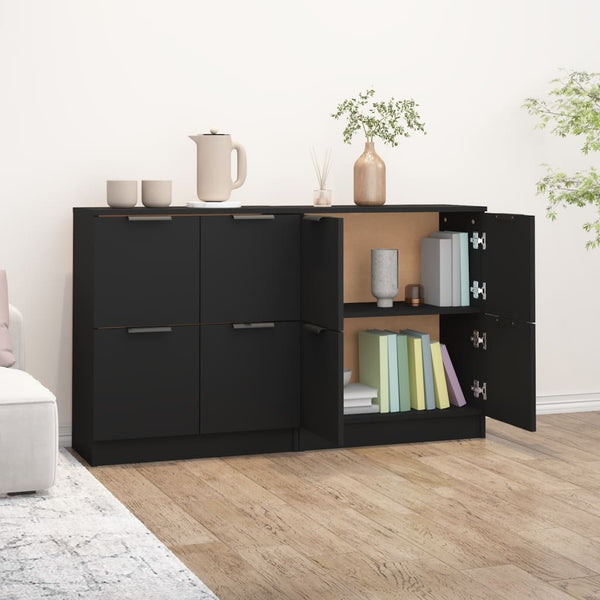 Schwarzes Sideboard Antoine 60x30x70cm (2 Stück Holz)