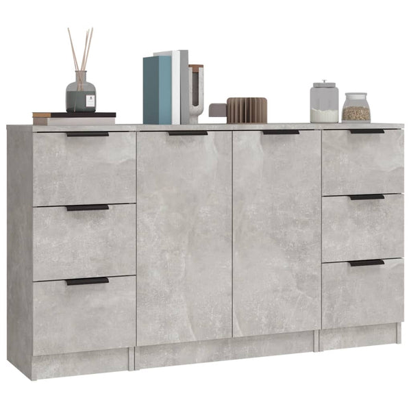 Betongraue Kommoden Yaoz (3-teilig, Holz)